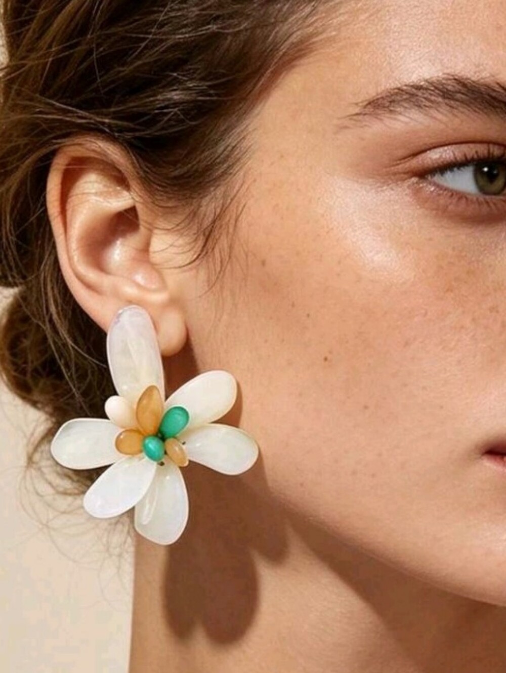 NEW! ZARA Statement White Petals Flower Drop Post Earrings